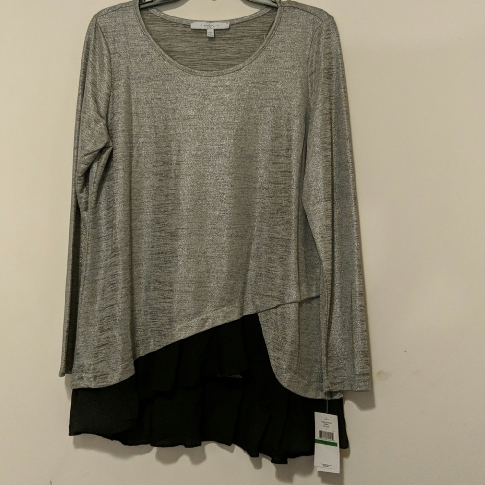 Silver top with long sleeve